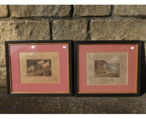 FRANK PALOU - a pair of 19th Century  hunting prints: Not at Home and Notice to Quit, published 1891.