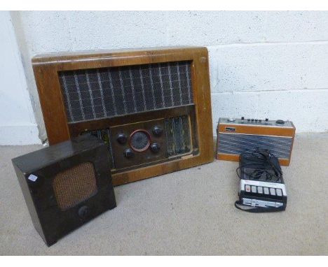 A large Bush radio, a Roberts radio, a Ferguson cassette recorder, etc.