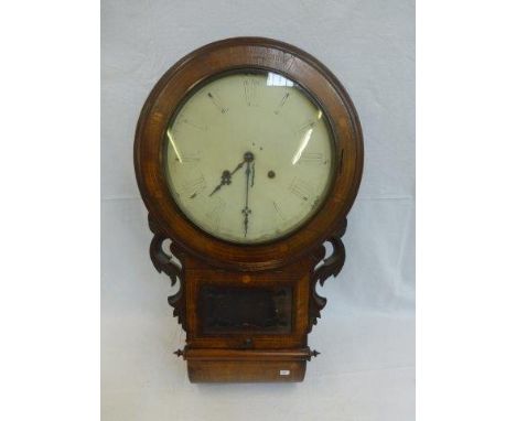 An Edwardian inlaid rosewood drop dial wall clock. 