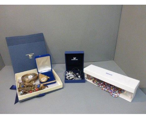 An assortment of costume jewellery including a Murano glass necklace, a silver bangle, etc.