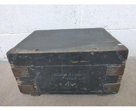 A wooden military ammunition case