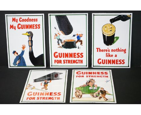 Five Advertising ' Guinness ' Enamel Sign 3 x ' Guinness for Strength ', ' There's nothing like a Guinness ' and ' My Goodnes