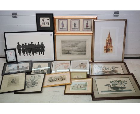 Approximately 16 Framed and Glazed Pictures, mainly Engravings and Prints plus Charles Henry Baskett (1872-1953) Etching of O