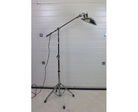 Retro style Adjustable Silvered Standard Lamp on folding stand base