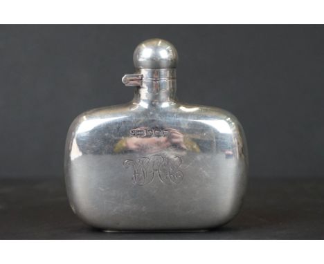 A fully hallmarked sterling silver hip flask, maker marked for James Dixon &amp; Sons, Sheffield 1914. 