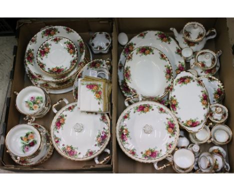 Royal Albert ' Old Country Roses ' Tea and Dinner Ware including Two Lidded Tureens, Bread Plate, 6 Dinner Plates, 2 Sandwich