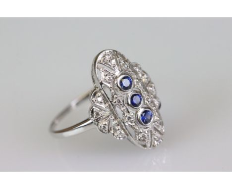 Silver and CZ Art Deco style Ring 