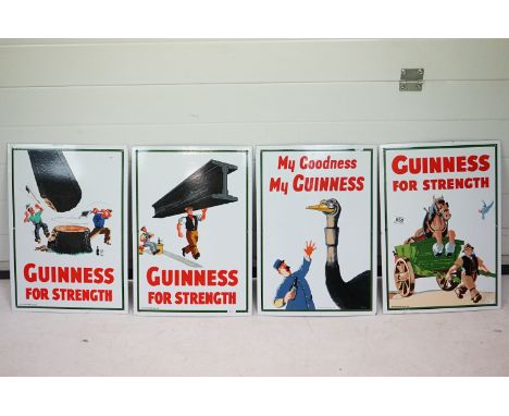 Four Advertising ' Guinness ' Enamel Signs 3 x ' Guinness for Strength ' and ' My Goodness my Guinness ', 51cm x 36cm 