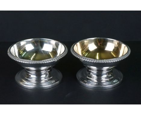 A pair of Victorian fully hallmarked sterling silver dishes with gilt interiors. 