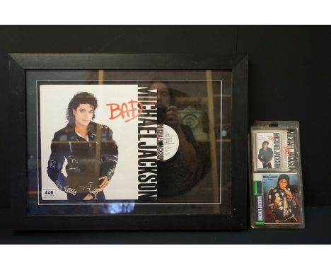 Michael Jackson 1989 ' Bad ' Cassette Gift Pack and a Michael Jackson Framed and Glazed ' Bad ' Vinyl LP