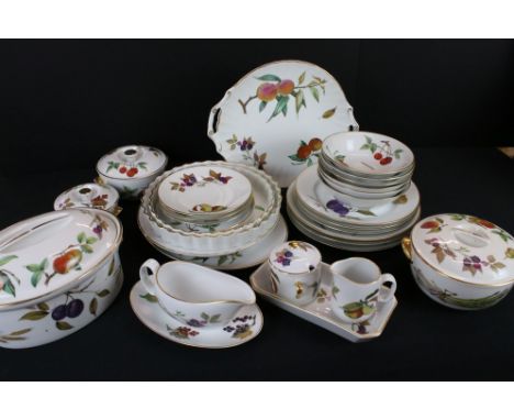Collection of Royal Worcester ' Evesham ' Dinner ware including Five Large Lidded Tureens and Six Smaller Lidded Tureens, Gra