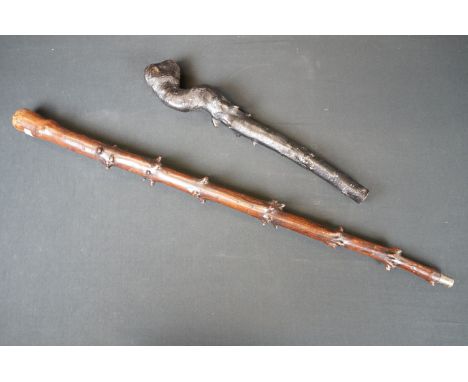 Victorian Briar Wood Country Walking Stick and a Briar Wood Irish Shillelagh 