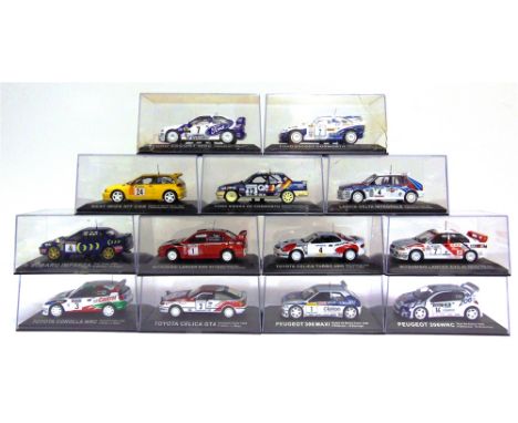 THIRTEEN 1/43 SCALE PART-WORK DIECAST MODEL RALLY CARS  based on entrants from the 1990s, each mint or near mint in original 