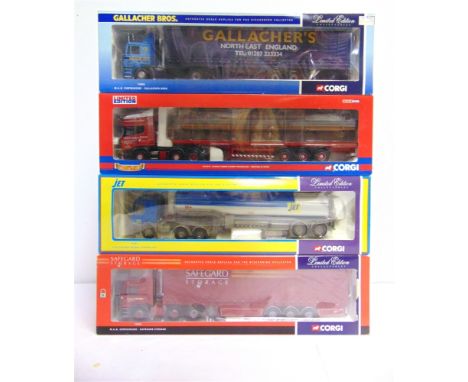 FOUR CORGI CLASSICS DIECAST MODEL COMMERCIAL VEHICLES  comprising a No.CC13713, Scania R Series Flatbed Trailer with Load 'Pr