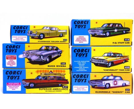 SIX CORGI MODEL CLUB (RE-ISSUE) DIECAST MODEL VEHICLES  comprising a No.211S, Studebaker Golden Hawk; No.237, Oldsmobile Sher