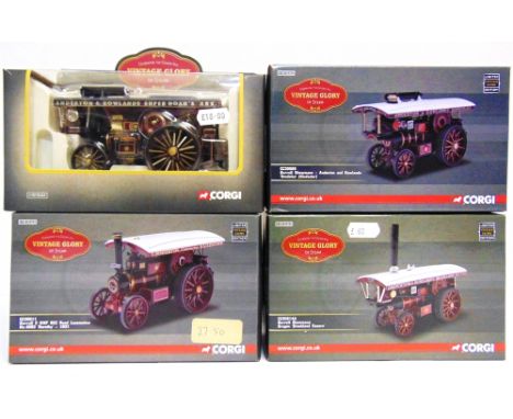 FOUR CORGI 'VINTAGE GLORY' DIECAST MODEL VEHICLES  comprising a No.CC20509, Burrell Showman's 'Anderton &amp; Rowland's Gondo