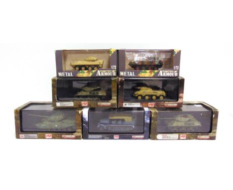 SEVEN 1/72 SCALE DIECAST MODEL MLITARY VEHICLES  by Hobbymaster (5) and Collection Armour (2), each mint or near mint and box