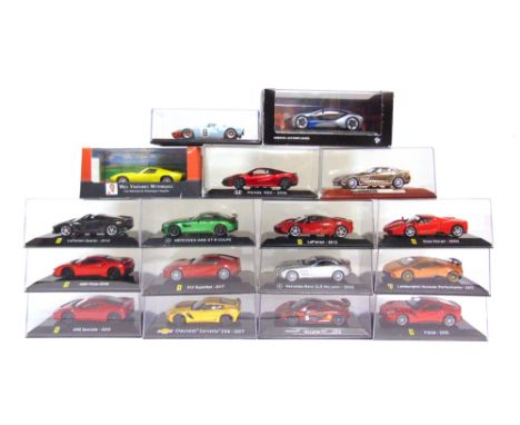 SEVENTEEN ASSORTED 1/43 SCALE DIECAST MODEL CARS  mainly high performance sports cars, each mint or near mint and in original