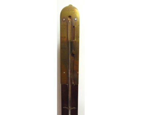 A SCOTTISH MAHOGANY STICK BAROMETER, A. ADIE, EDINBURGH  early 19th century, with an arched engraved brass indicator scale, e