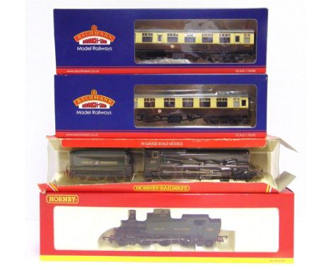 [OO GAUGE]. A G.W.R. / B.R. (W) COLLECTION  comprising a Hornby No.R3109, G.W.R. Class 61xx 2-6-2 prairie tank locomotive, 51