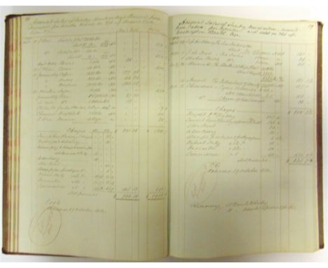 [DOCUMENTS]. A MANUSCRIPT ACCOUNT BOOK  circa 1852-54, recording sales of sundry goods arriving by ship at Panama, mostly fro