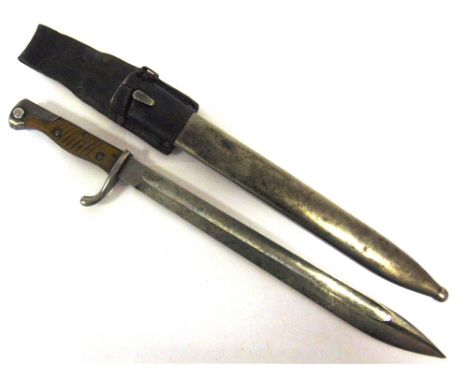 A GREAT WAR IMPERIAL GERMAN M1898/05 'BUTCHER BLADE' SWORD BAYONET  the 37cm blade marked at the ricasso 'ANKER-WERKE / BIELE