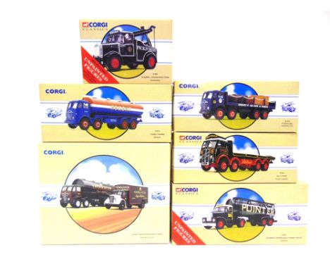 SIX CORGI CLASSICS DIECAST MODEL COMMERCIAL VEHICLES  comprising a No.97940, E.R.F. Flatbed 'Eddie Stobart'; No.97955, Foden 
