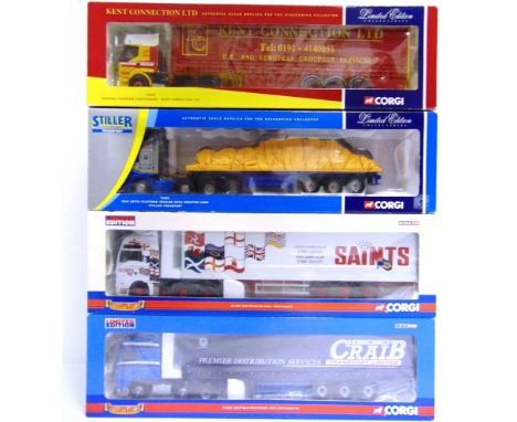 FOUR CORGI CLASSICS DIECAST MODEL COMMERCIAL VEHICLES  comprising a No.CC13228, DAF XF Space Cab Curtainside 'A.R.R. Craib Tr