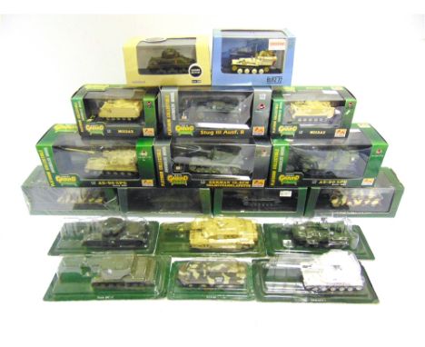 EIGHTEEN ASSORTED MAINLY 1/72 SCALE DIECAST MODEL MILITARY VEHICLES  by Ground Armor (6), and others, including part-work mod