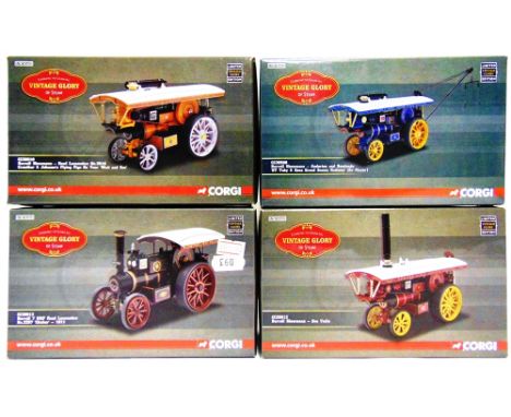 FOUR CORGI 'VINTAGE GLORY' DIECAST MODEL VEHICLES  comprising a No.CC20513, Burrell Showman's 'Edward Hines'; No.CC20512, Bur