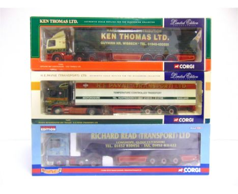 THREE CORGI CLASSICS DIECAST MODEL COMMERCIAL VEHICLES  comprising a No.CC13408, E.R.F. ECT Olympic Curtainside 'Richard Read