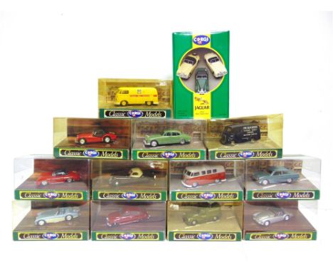 THIRTEEN 1/43 SCALE CORGI CLASSICS DIECAST MODEL VEHICLES  comprising a No.97705, Jaguar 1953 R.A.C. Rally Set; No.96960, V.W