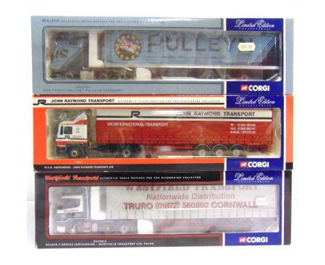 THREE CORGI CLASSICS DIECAST MODEL COMMERCIAL VEHICLES  comprising a No.CC12213, Scania 4 Series Curtainside 'Westfield Trans