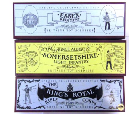 THREE SETS OF BRITAINS MODEL SOLDIERS  comprising No.8804, Somersetshire Light Infantry; No.8801, Essex Regiment; and No.8822