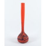 BERLUZE, farbloses, satiniertes Glas, polychrome Pulvereinschmelzungen, H 50,5, signiert DELATTE, u