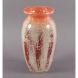 VASE "IKORA", farbloses Glas, polychrome Pulvereinschmelzungen, H 25, WMF, um 1930