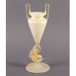 VASE, farbloses Glas, teilweise weiß-opak überfangen, Goldstaubeinschlüsse, BAROVIER & TOSO