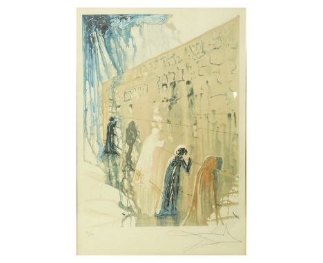 Salvador Dali, Spanish (1904 - 1989) Lithograph "The Wailing Wall" Pencil Signed and Numbered 46/250 on Lower Margin. measure