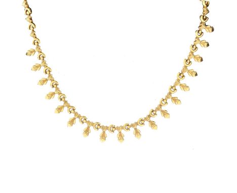 Vintage Italian 18 Karat Yellow Gold Handmade Necklace, with the fleur de lis emblem of Florence. Signed 750, 22 vi Italian h