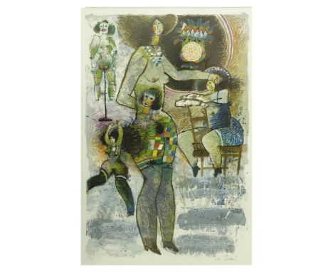 Theo Tobiasse, Israeli (1927 - 2012) Lithograph, Bude Dancers, Signed and Numbered 155/250 in Pencil. Measures 41-3/4 x 28-1/