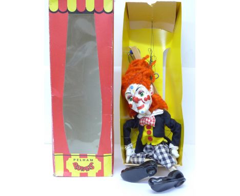 A Pelham puppet clown, boxed 