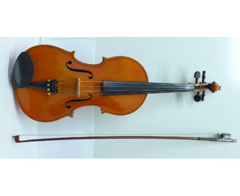 A viola and bow, 40.5cm, cased 
