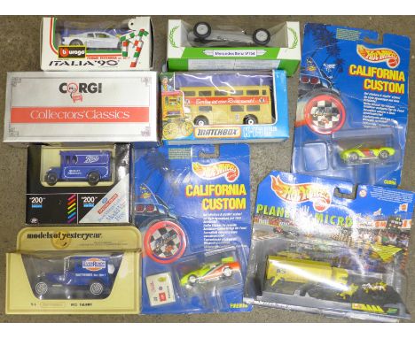 A collection of model vehicles, Matchbox, Corgi and Hot Wheels 