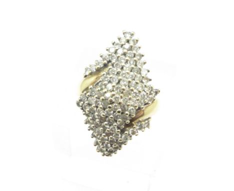 A 9ct gold, diamond set cocktail ring, approximately 1.4 carat diamond weight, 8.7g, R 