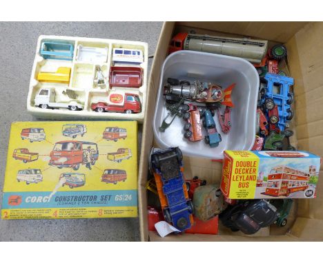 A collection of model vehicles including a Corgi Constructor set GS/24 and Chitty-Chitty Bang-Bang 