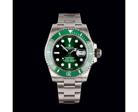 Rolex. Herren-Armbanduhr 'Submariner Date'. Ab 2008. Edelstahl, poliert und satiniert, Saphirglas. Automatik. Grünes Zifferbl