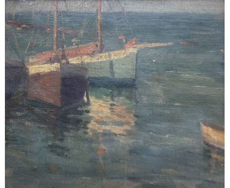 Newlyn School (Early 20th century): Fishing Boats at Anchor, oil on canvas laid on panel unsigned 24cm x 28cmCondition Report