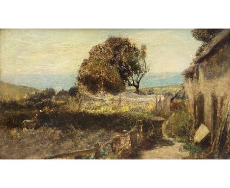 John White (Scottish 1851-1933): 'George Young's Fisherman's Cottage Seatown Nr Chideock Dorset', oil on panel unsigned, titl