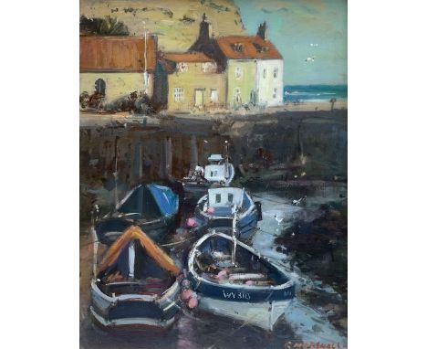 Richard Marshall (British 1944-2006): Fishing Boats at Cowbar Staithes, oil on canvas board signed 33cm x 25cmProvenance: wit