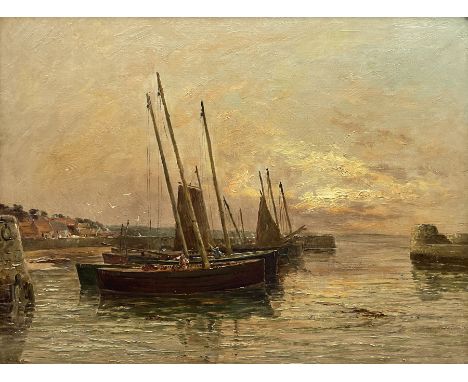 John Hamilton Glass (Scottish 1820-1885): 'Fishing Boats Waiting for the Tide', oil on canvas signed, titled on the stretcher
